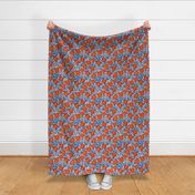 Oranges and blue, turquoise and cyan leaves in soft baby pink -Medium scale  -3