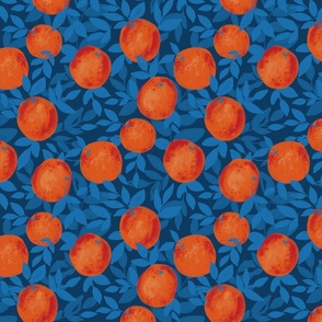 Oranges and blue, turquoise and cyan leaves in blue -Medium scale  -3