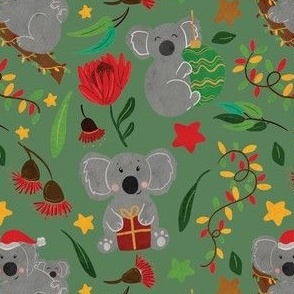 Australian Koala Christmas Friends Green [6] by Norlie Studio