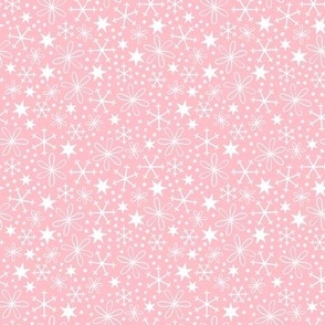 Tiny / Pink Retro Snowflakes and Stars