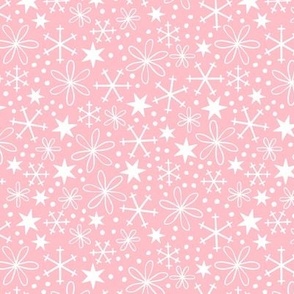 Small / Pink Retro Snowflakes and Stars