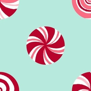 Large / Christmas Peppermint Candy Lollipops Polka Dot