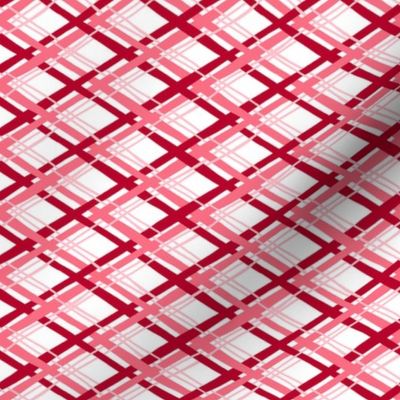 Tiny / Red and White Diagonal Plaid