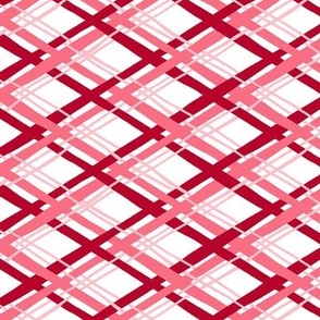 Small / Red and White Diagonal Plaid