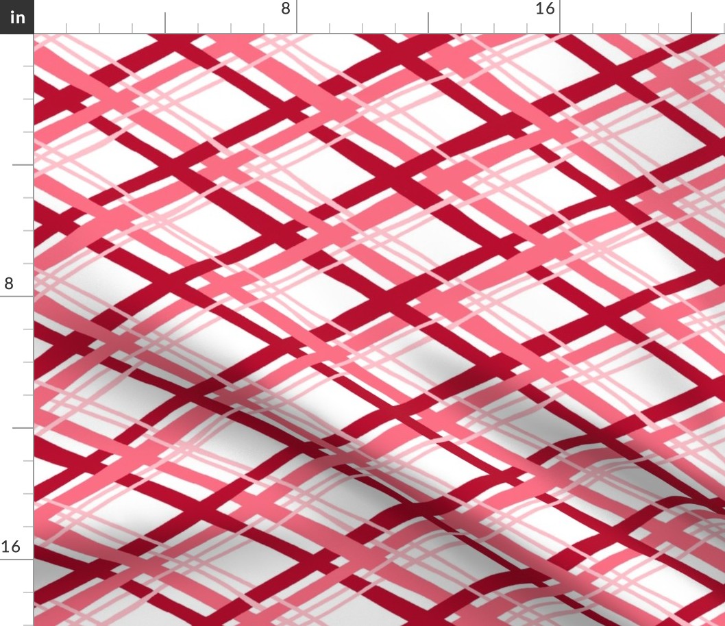 Medium / Red and White Diagonal Plaid