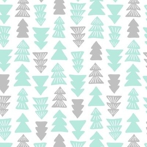 Small / Mint and Light Grey Christmas Trees