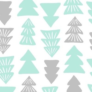 Medium / Mint and Light Grey Christmas Trees