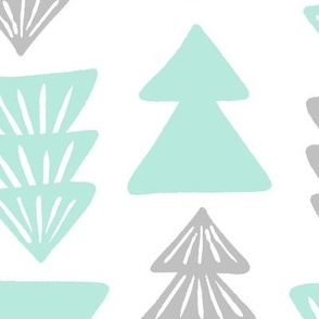 Large / Mint and Light Grey Christmas Trees
