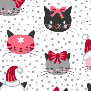 Medium / Christmas Cats With Santa Hats