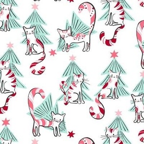 Small / Peppermint Candy Cats and Christmas Trees