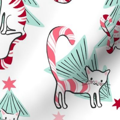 Medium / Peppermint Candy Cats and Christmas Trees