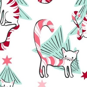 Medium / Peppermint Candy Cats and Christmas Trees