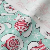 Tiny / Kittens with Peppermint Candy Baubles, Cute Christmas Cats