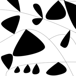 black and white jumbo scale modern abstract leaf shapes mobile 