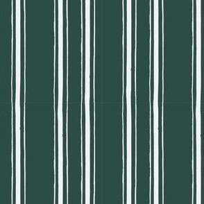 Green and White Ticking Style Stripe
