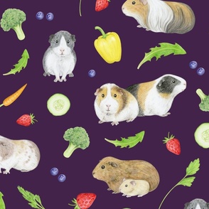 Guinea Pigs with Fruit and Vegetables on blackberry - large scale