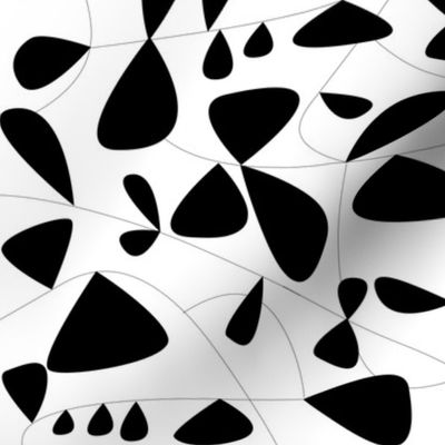 black and white medium scale modern abstract leaf shapes mobile 