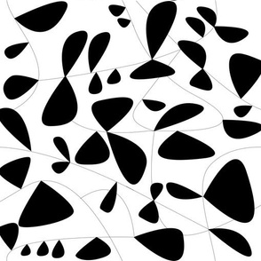 black and white medium scale modern abstract leaf shapes mobile 