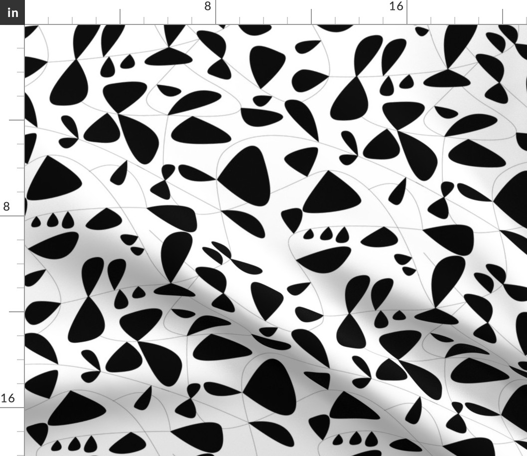 black and white medium scale modern abstract leaf shapes mobile 