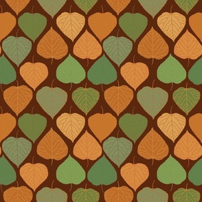 2107_green-orange-leaves_chocolate-bkgrnd
