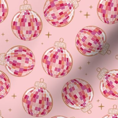 Pink Christmas Ornaments Disco Ball 70s