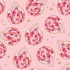 Pink Christmas Ornaments Disco Ball 70s