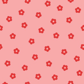 medium scattered flower - pink and red