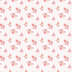 Micro coral pink cute playful daisy flowers motif