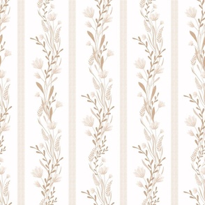 Natural floral vertical trailing. Beige wildflowers lines.