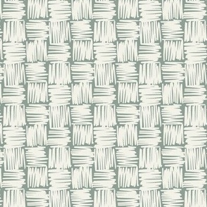 Scribble Checkerboard -  Cream on Dusty Teal | Modern Abstract 