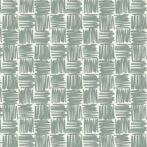 Scribble Checkerboard -  Dusty Teal | Modern Abstract 