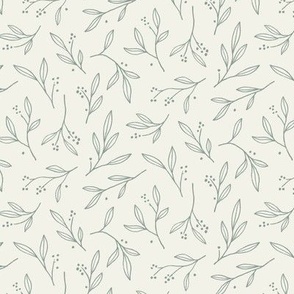 Hand Drawn Tossed Foliage – Dusty Teal | Simple Line Art Branches