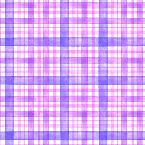 Violet Purple and Pink Watercolor Tartan Checked Plaid
