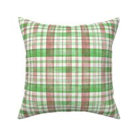 Rust Red and Green Watercolor Tartan Checked Plaid