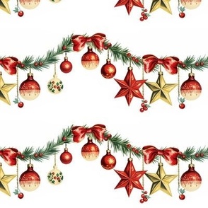 Vintage Star & Bauble Garland | Red and Gold