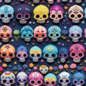 embroidered sugar skulls day of the dead