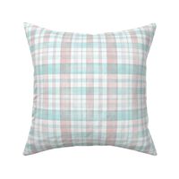 Pastel Pink and Mint Watercolor Tartan Checked Plaid