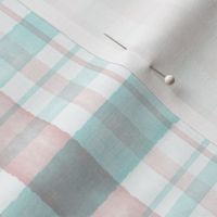 Pastel Pink and Mint Watercolor Tartan Checked Plaid