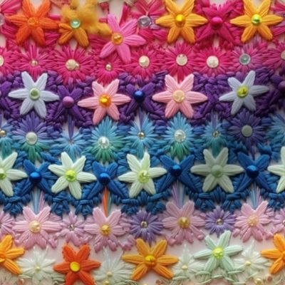 embroidered rainbow stars with beads