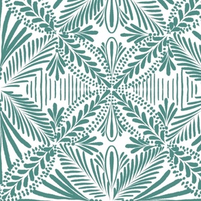 Simple geometric boho pattern in dark teal green- medium/ large scale O