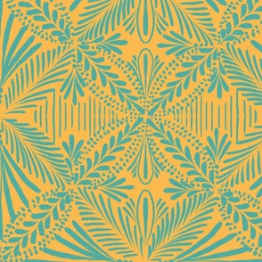 Simple geometric boho pattern in bright tropical colors, green and yellow - medium/ large scale O