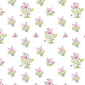Pink Flowers, "Lillybells", (medium) on white background by Mona Lisa Tello