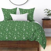 Christmas Holidays White Decoration Decals on Linen in Holly Green