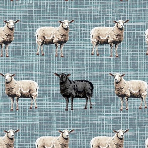 Slate Grey Farmyard Animal Pattern, Farmhouse Sheep, Neutral Black Sheep, Simple Black Sheep Farm Animals