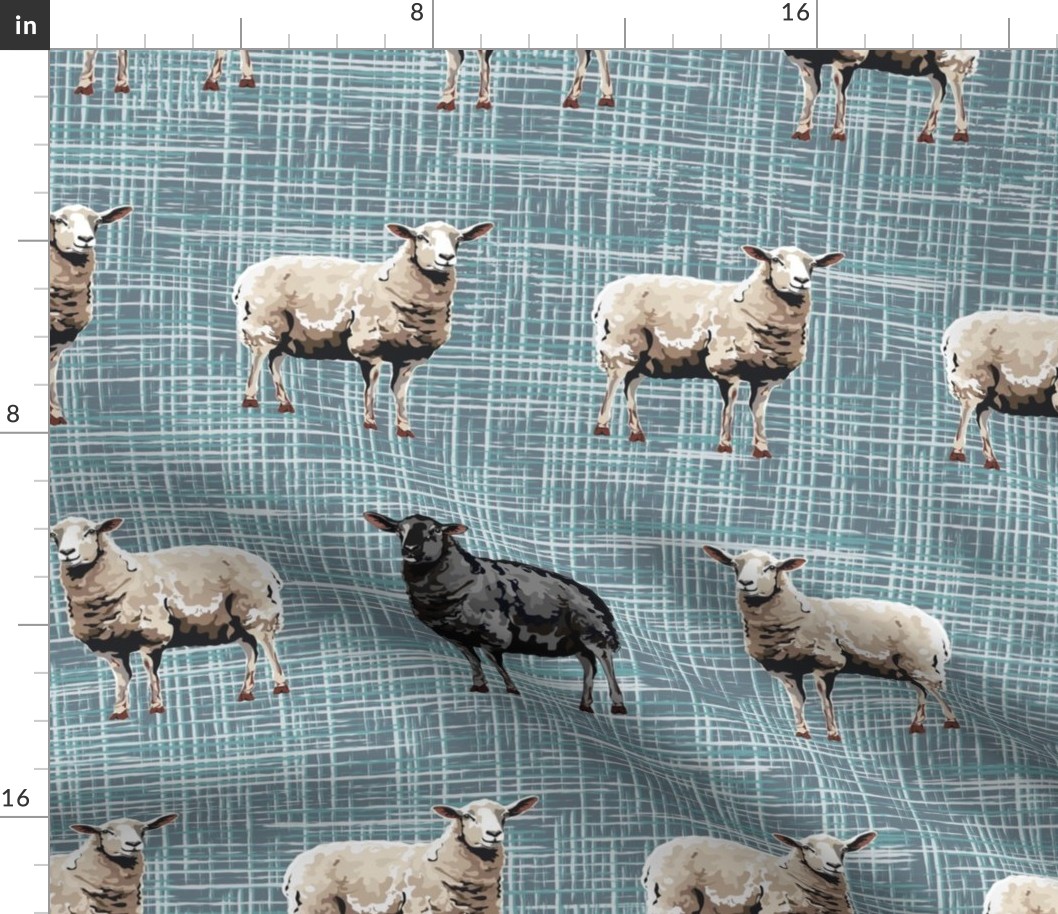 Slate Grey Farmyard Animal Pattern, Farmhouse Sheep, Neutral Black Sheep, Simple Black Sheep Farm Animals
