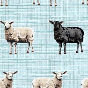 Farmyard Sheep Animal Pattern, Farmhouse Neutral Black Sheep, Simple Black Sheep Farm Animals