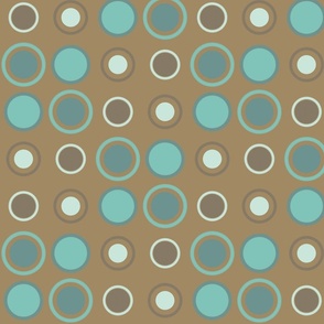 olive Brown with turquoise dots