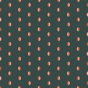 Retro oval spots pink rust on emerald small
