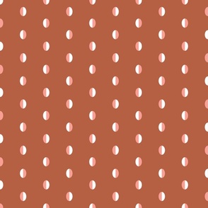 Retro oval spots pink white on rust small