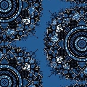 Black & White Mandala on Blue